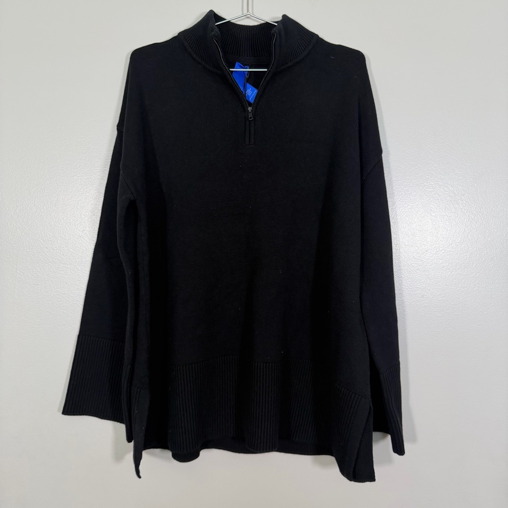 *NEW Kit And Ace Swing Zip Neck Merino Sweater Black Size Large
